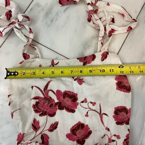 Misa Los Angeles women’s Small linen blend floral pink white wide leg jumpsuit - Picture 9 of 13